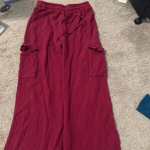 burgundy cargo loose pants